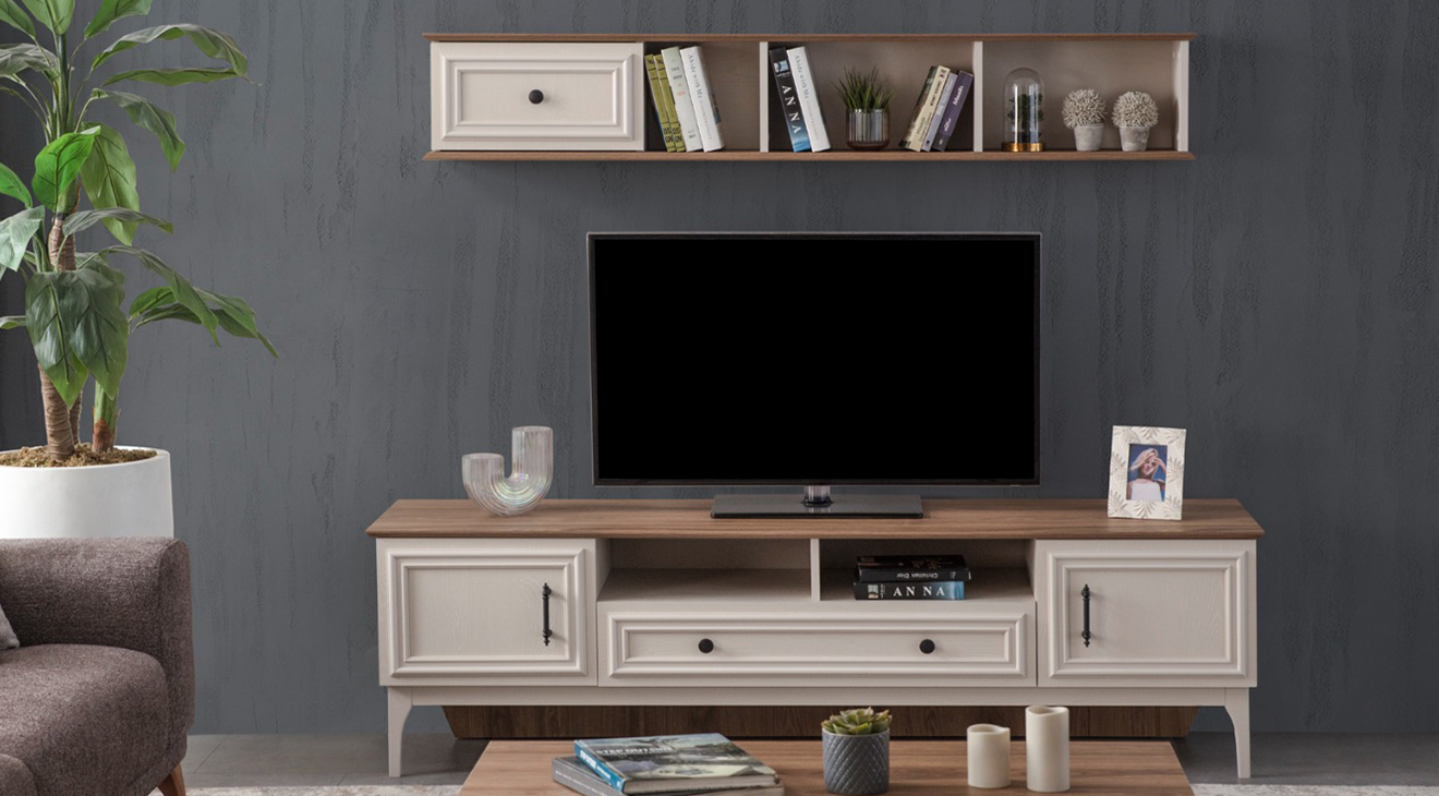 Malta Ahşap Ayaklı Tv Ünitesi TV Ünitesi