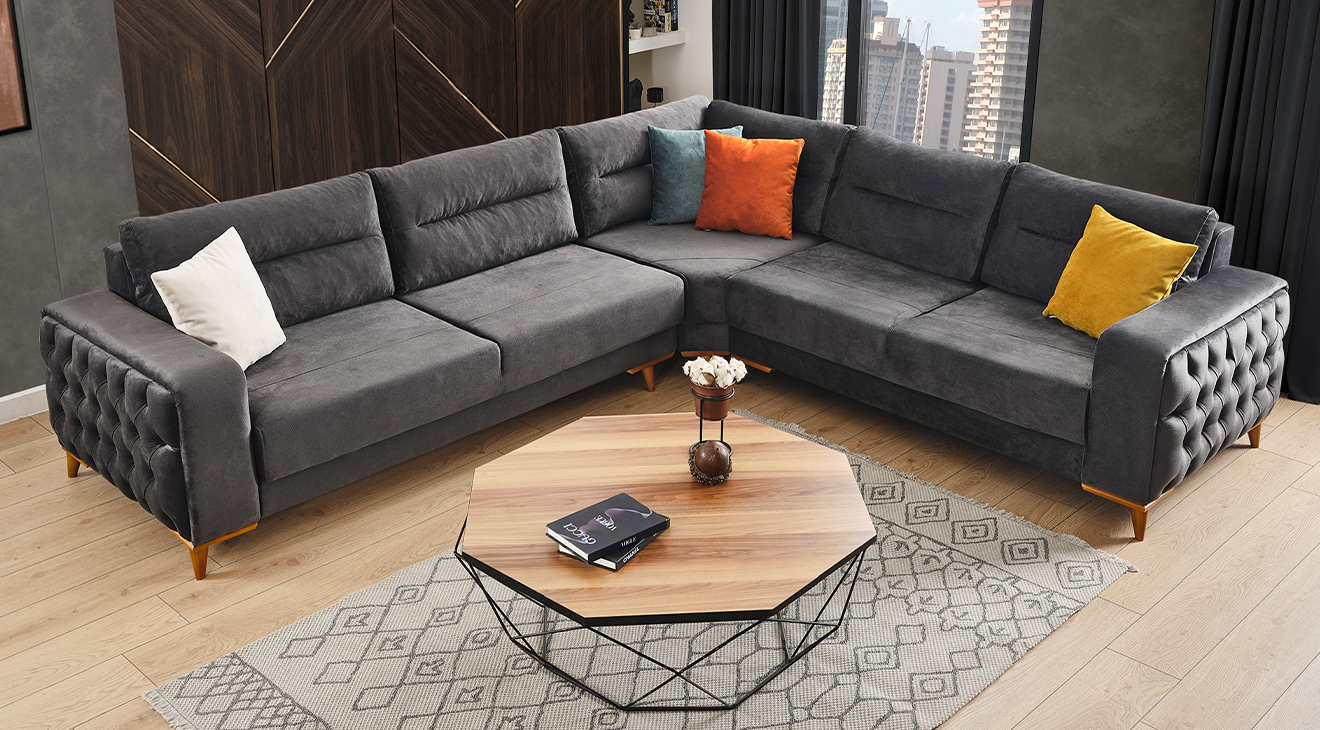 Paris Yataklı Sandıklı Köşe Koltuk Takımı Yataklı ve Sandıklı Koltuk Takımları