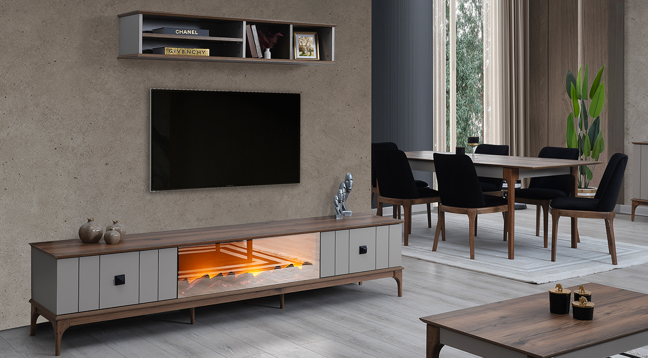 Simla Şömineli Tv Ünitesi TV Ünitesi