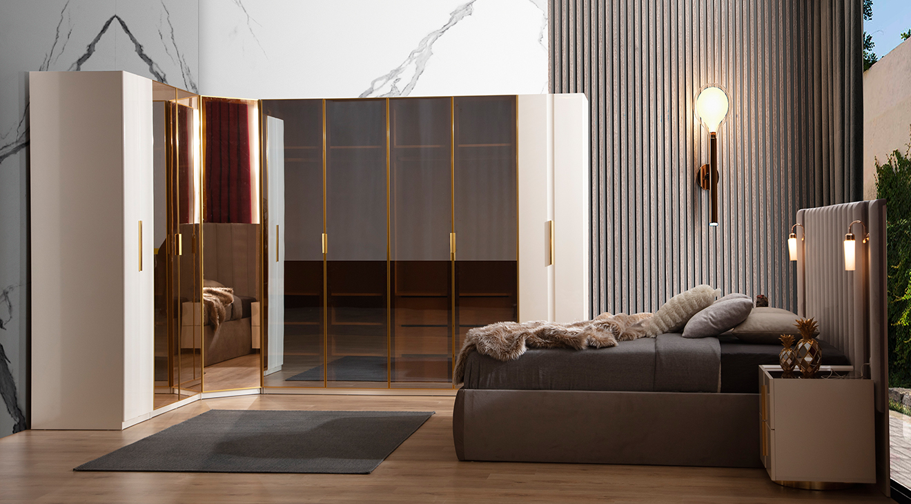 Asos Köşe Dolaplı Yatak Odası Takımı Giyinme Odası