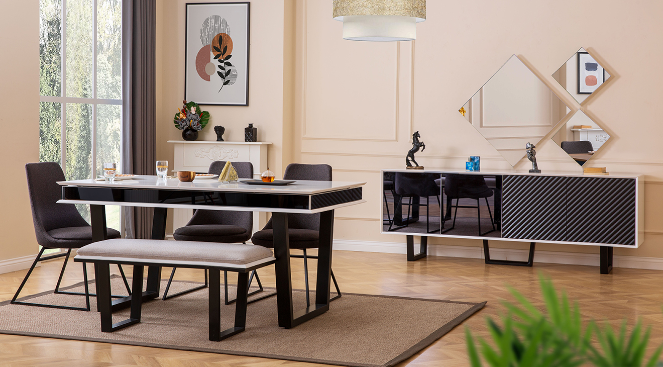 Efes Modern Beyaz Yemek Odası Takımı Yemek Odası