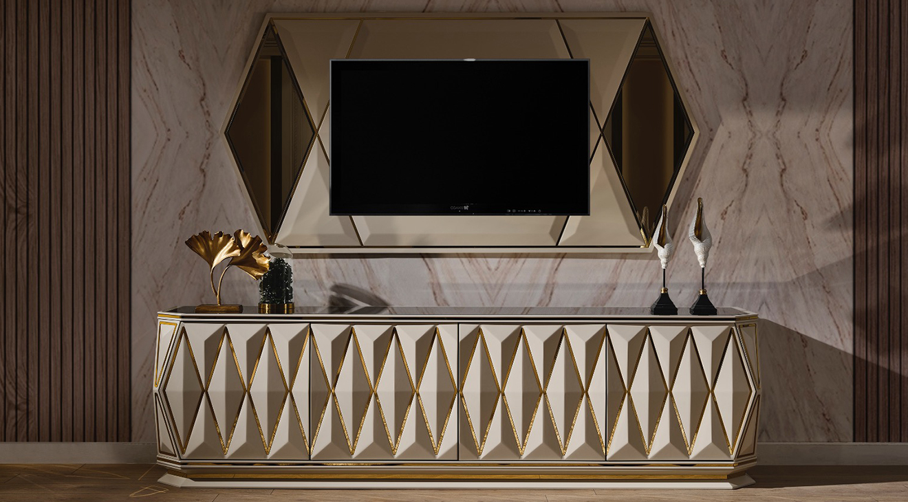 Diamond Krem Luxury Tv Ünitesi TV Ünitesi