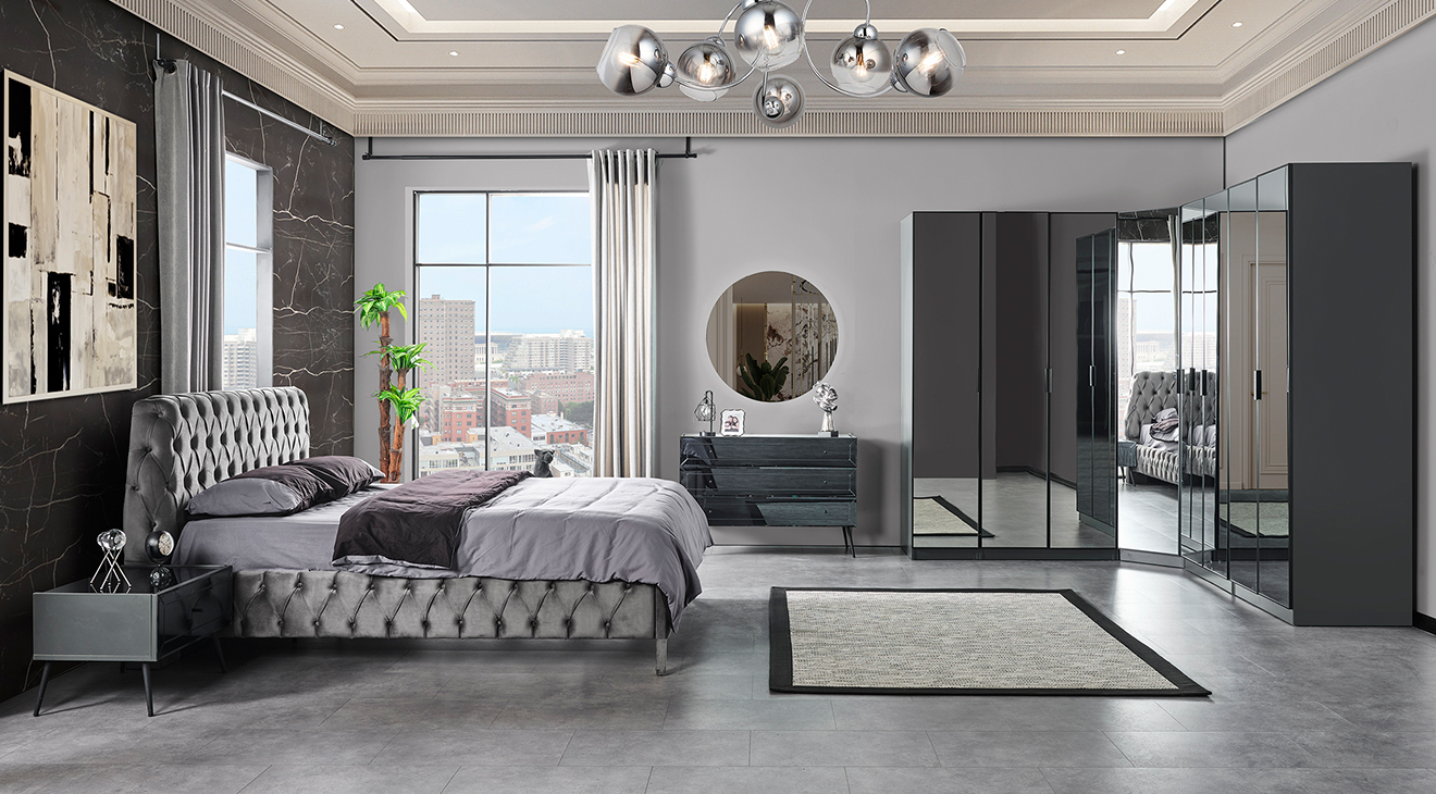 Oslo Köşe Dolaplı Yatak Odası Takımı Giyinme Odası