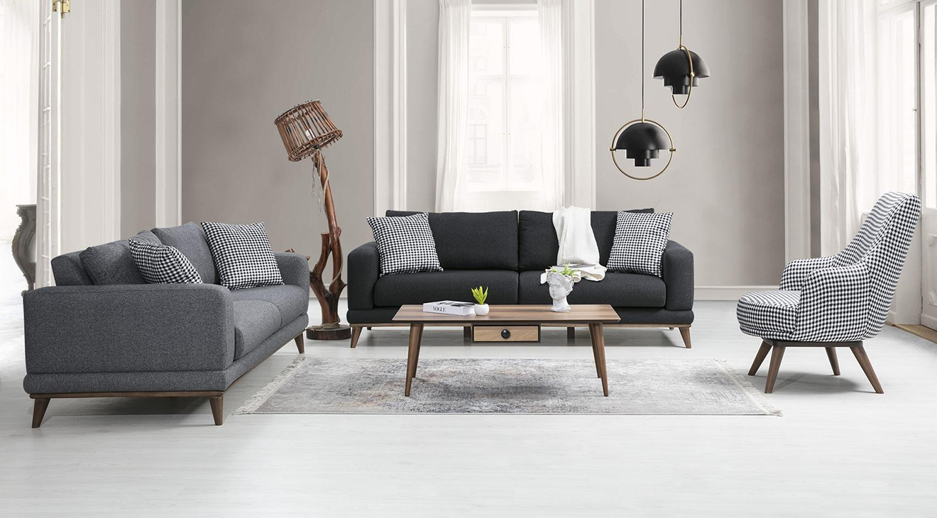 Oslo Yataklı Ahşap Ayaklı Koltuk Takımı