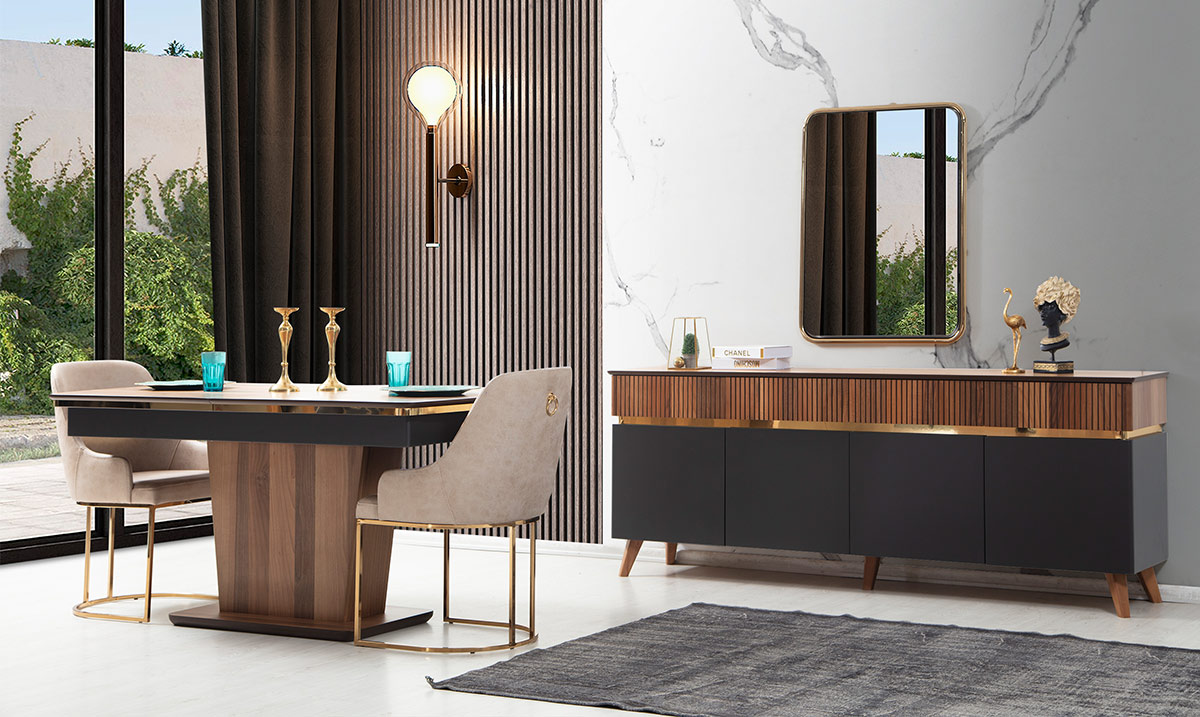 New Gloria Ceviz Yemek Odası Takımı Yemek Odası