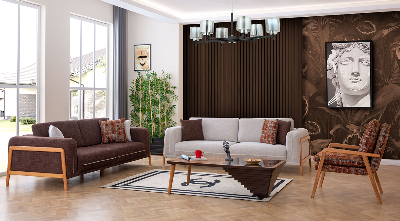 Mia Modern Ahşap Ayaklı Koltuk Takımı 2 Modern Koltuk Takımı