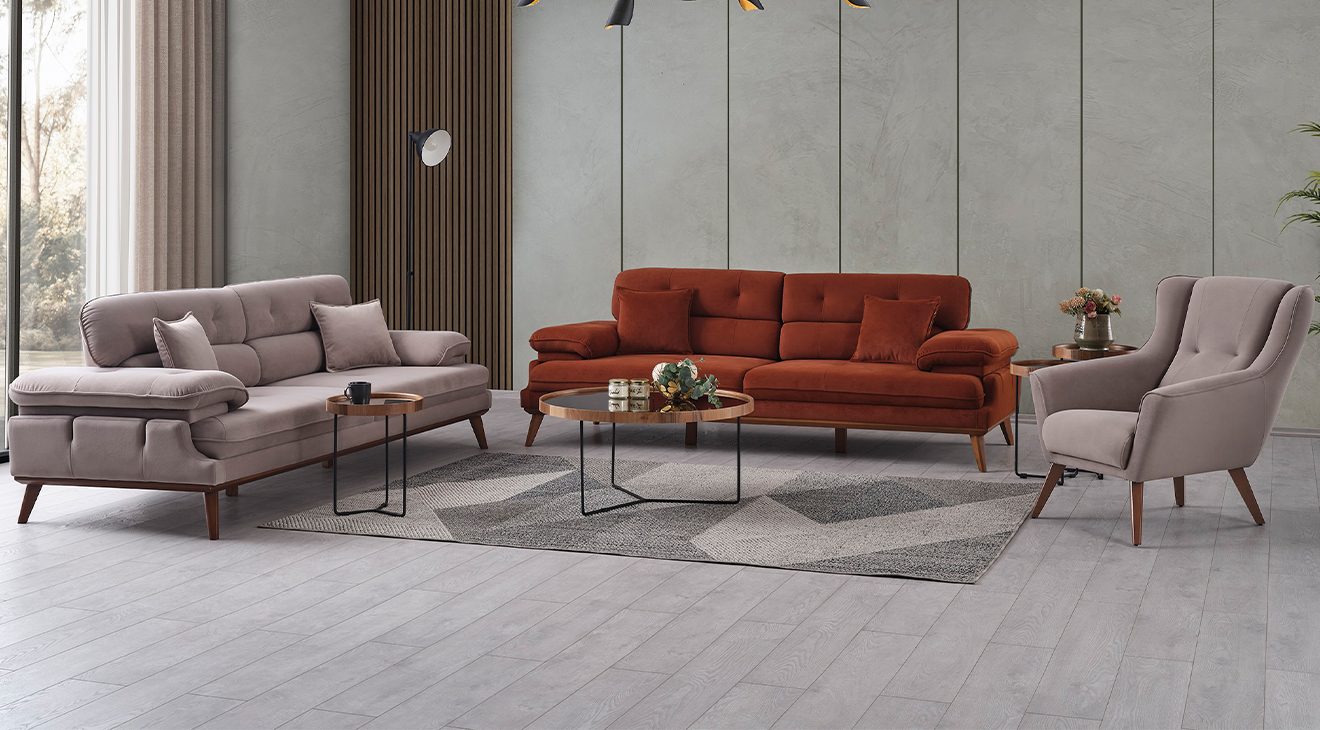 Bella Ahşap Ayaklı Yataklı Koltuk Takımı Yataklı Koltuk Takımları