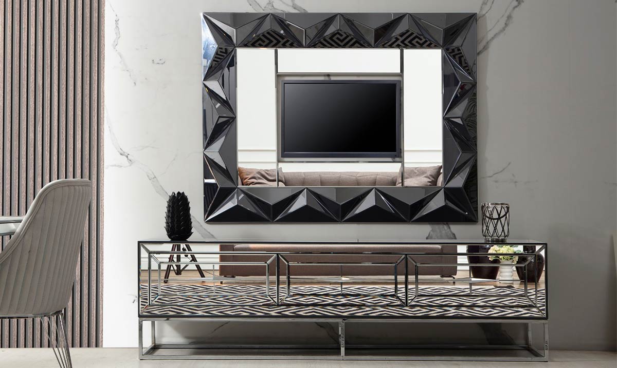 Jaguar Aynalı Metal Ayaklı Tv Ünitesi TV Ünitesi