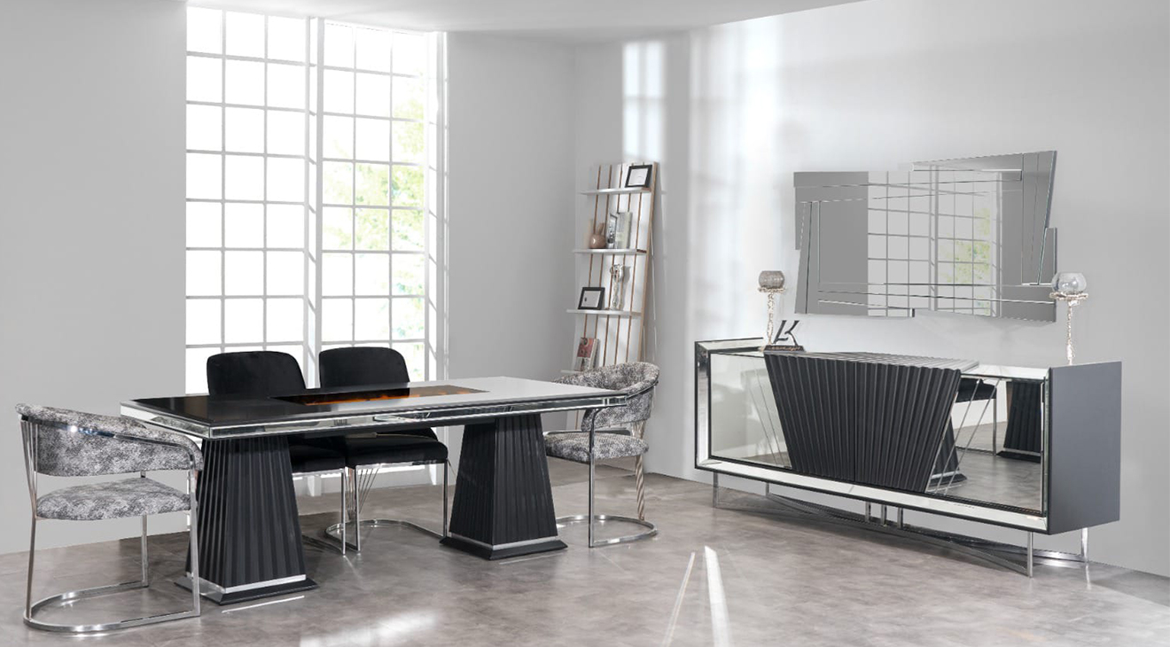 Mustang Gümüş Metal Ayaklı Yemek Odası Takımı Yemek Odası