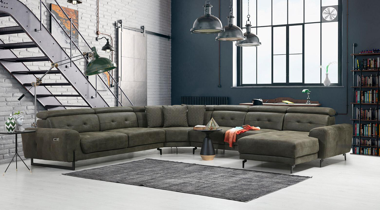 Flora U Motorlu USB Girişli Köşe Koltuk Takımı Motorlu Köşe Takımları