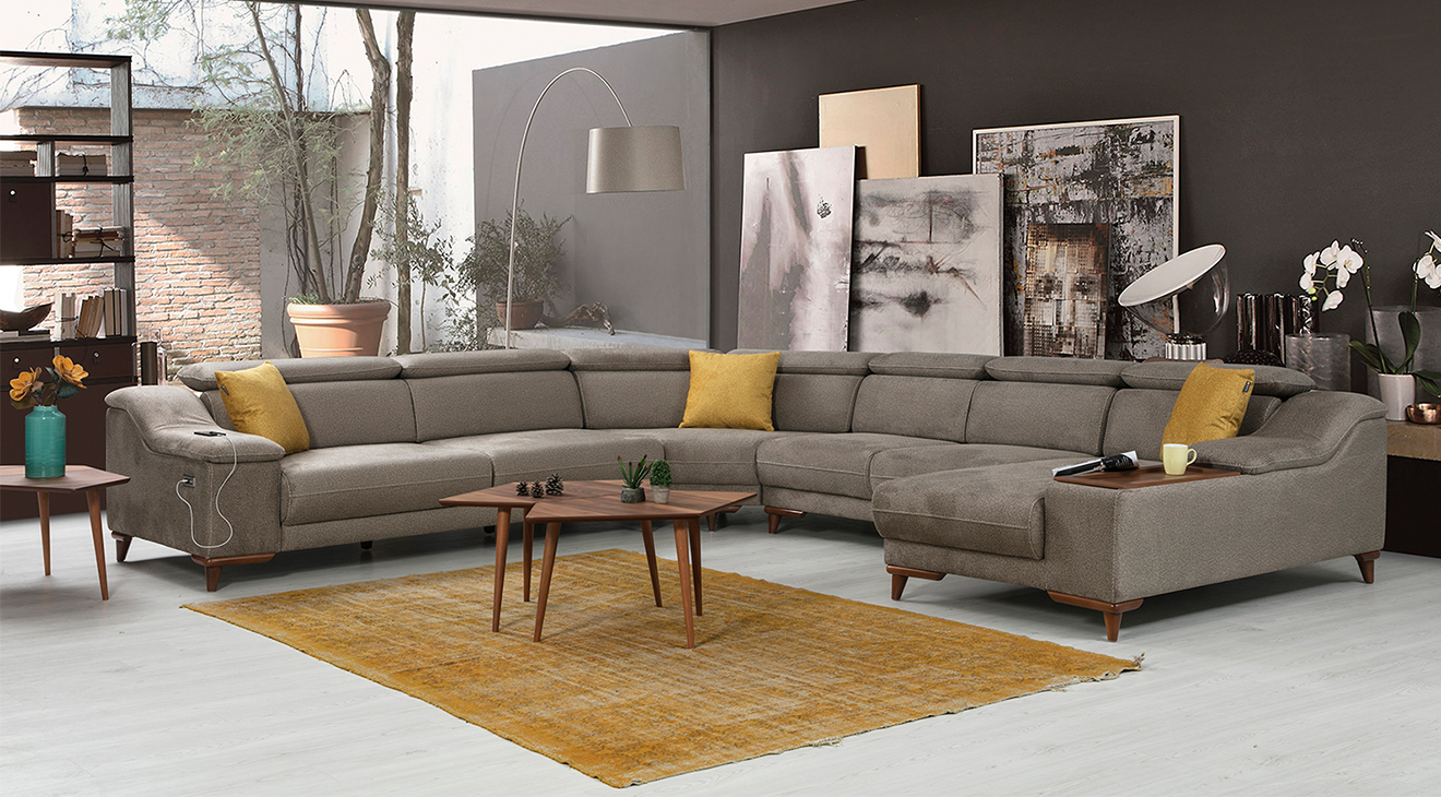 Mustang U Motorlu USB Girişli Köşe Koltuk Takımı Motorlu Köşe Takımları