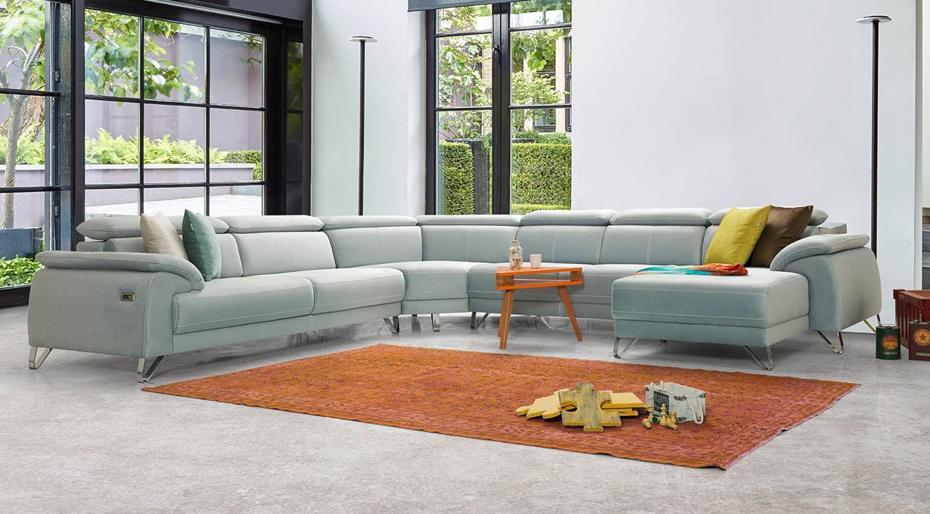 Oscar U Motorlu USB Girişli Köşe Koltuk Takımı 3 Motorlu Köşe Takımları