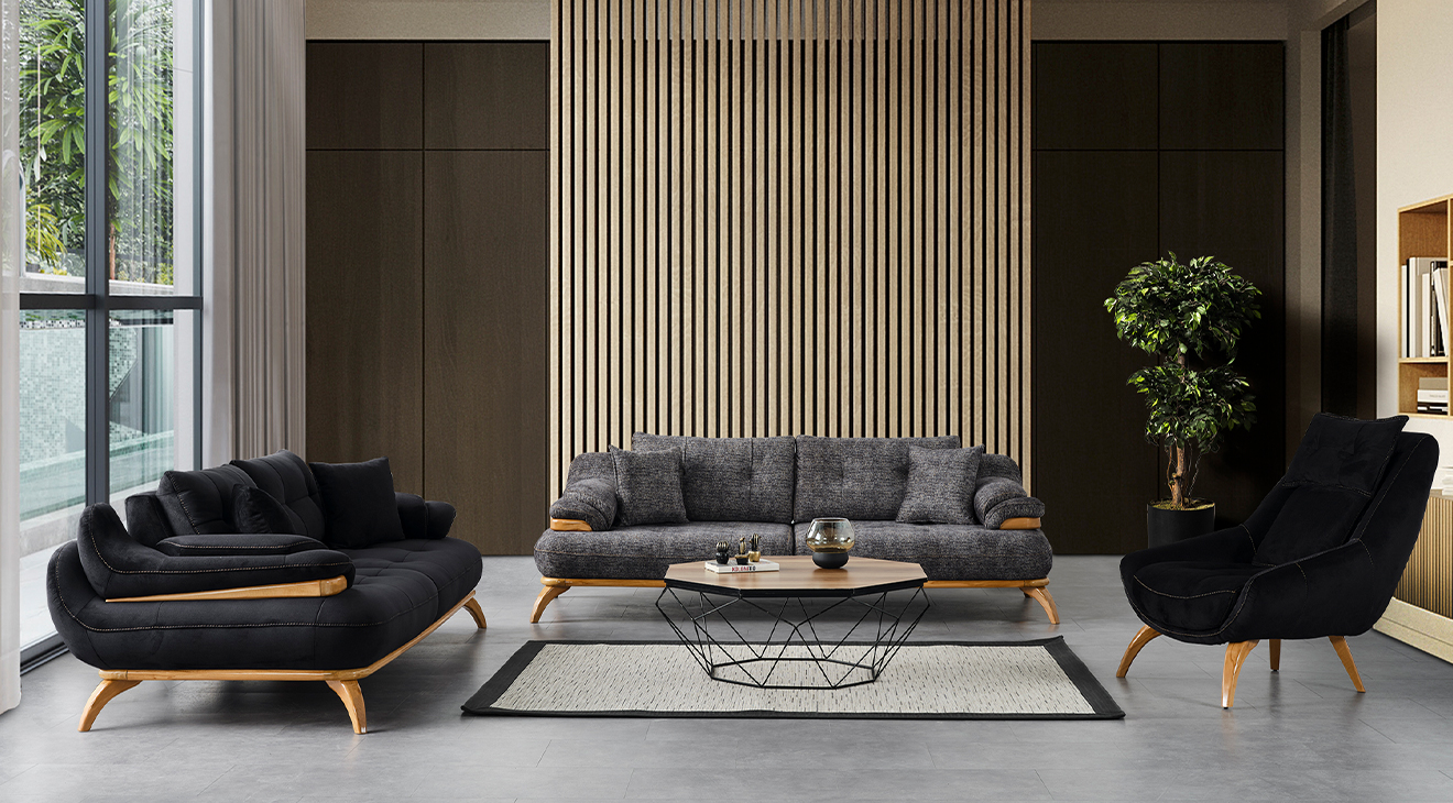 Rio Ahşap Ayaklı Modern Koltuk Takımı Modern Koltuk Takımı