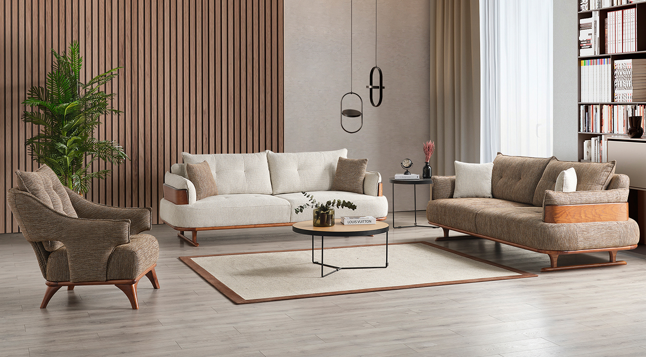 Arin Ahşap Ayaklı Yataklı Koltuk Takımı Yataklı Koltuk Takımları