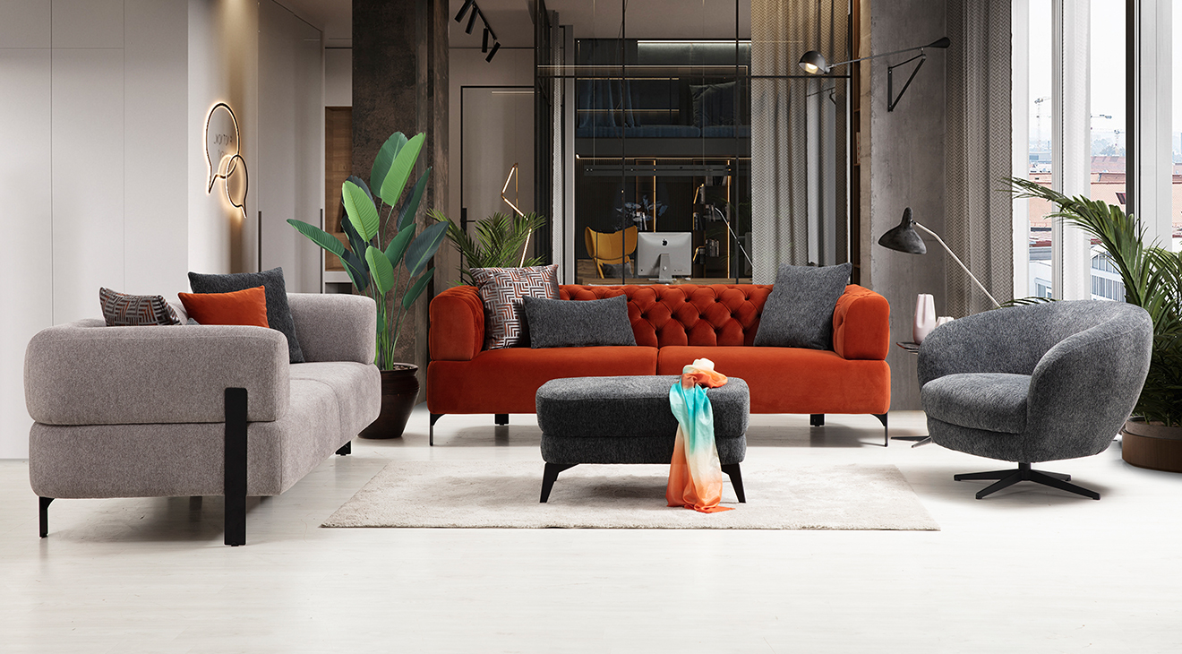 Cratos Modern Metal Ayaklı Koltuk Takımı Modern Koltuk Takımı