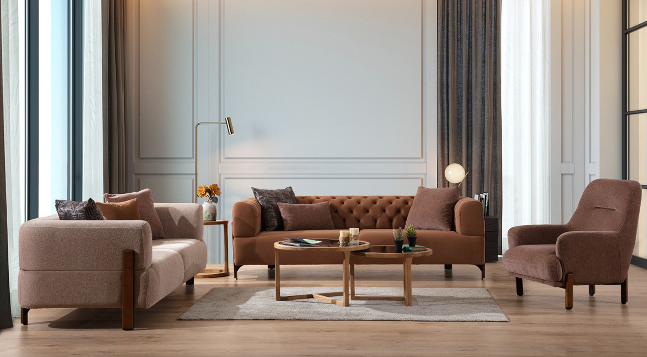 Cratos Modern Ahşap Ayaklı Koltuk Takımı Modern Koltuk Takımı