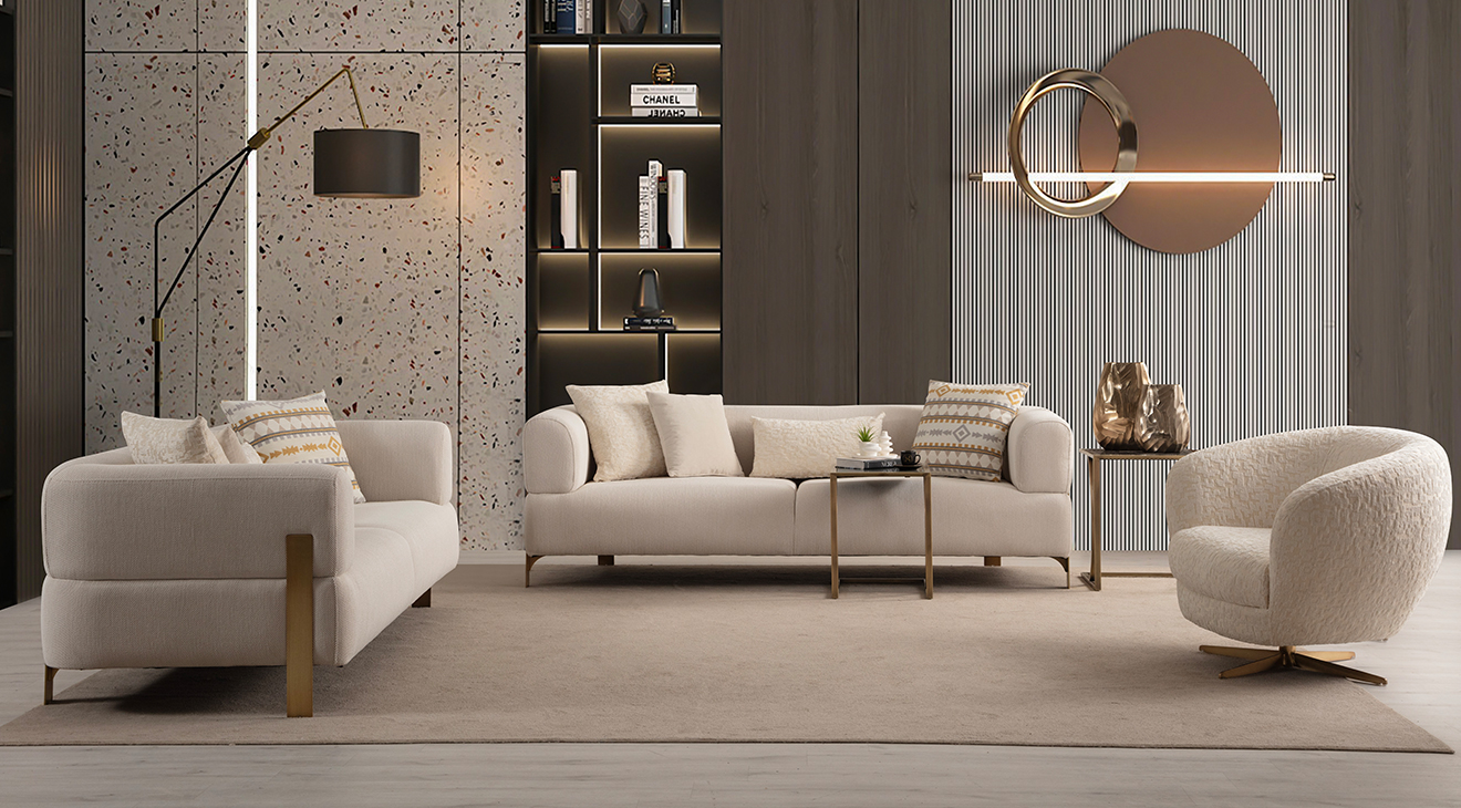 Cratos Antik Metal Ayaklı Koltuk Takımı Koltuk Takımı