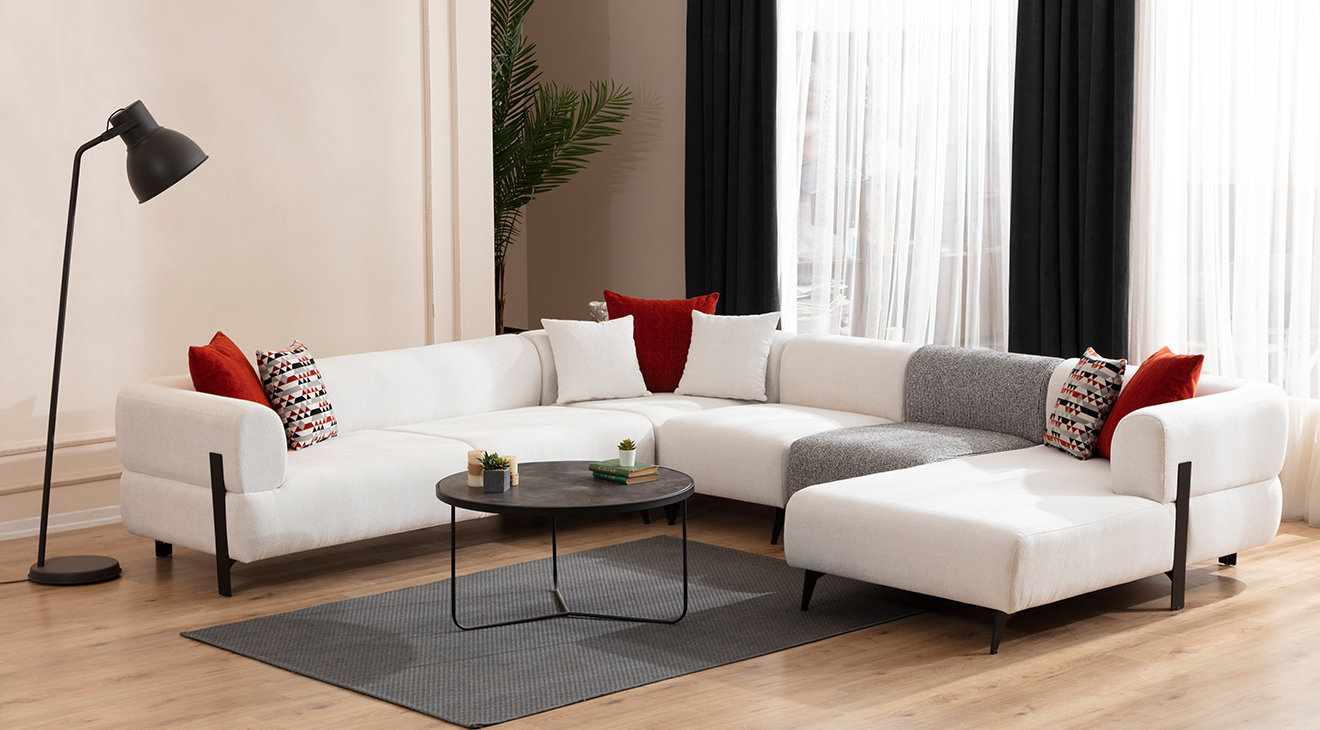 Cratos Relaks Metal Ayaklı Köşe Koltuk Takımı Köşe Koltuk