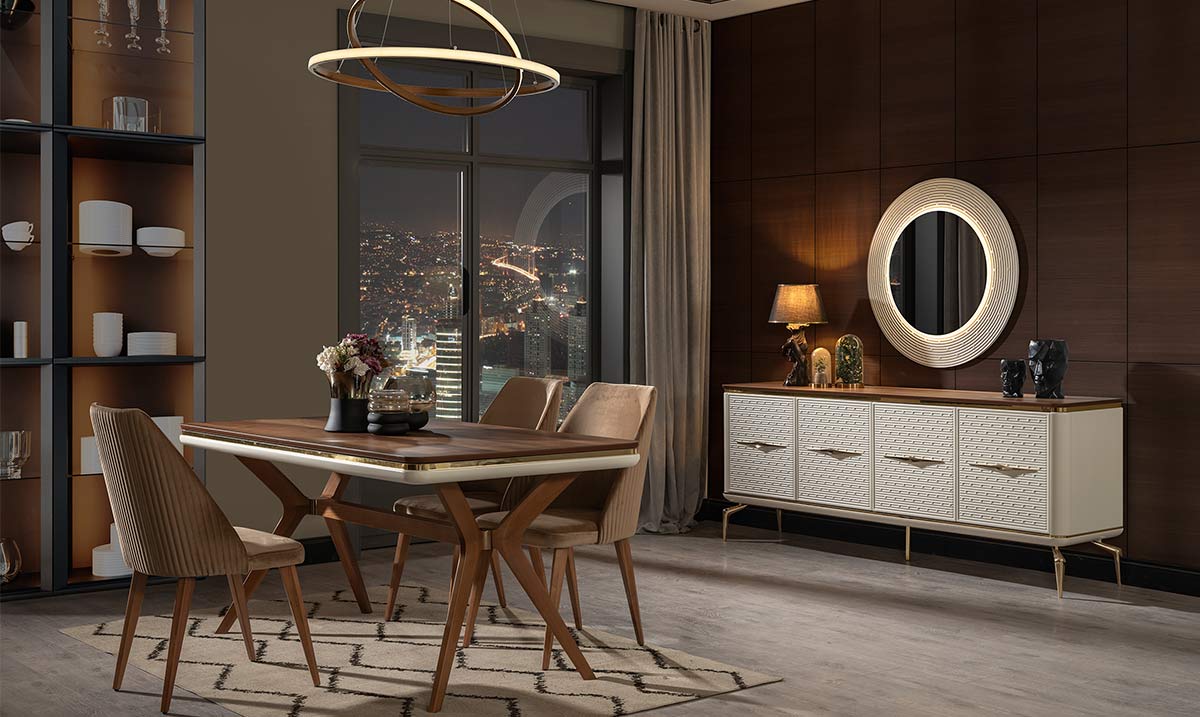 Sade Ahşap Ayaklı Yemek Odası Takımı Yemek Odası