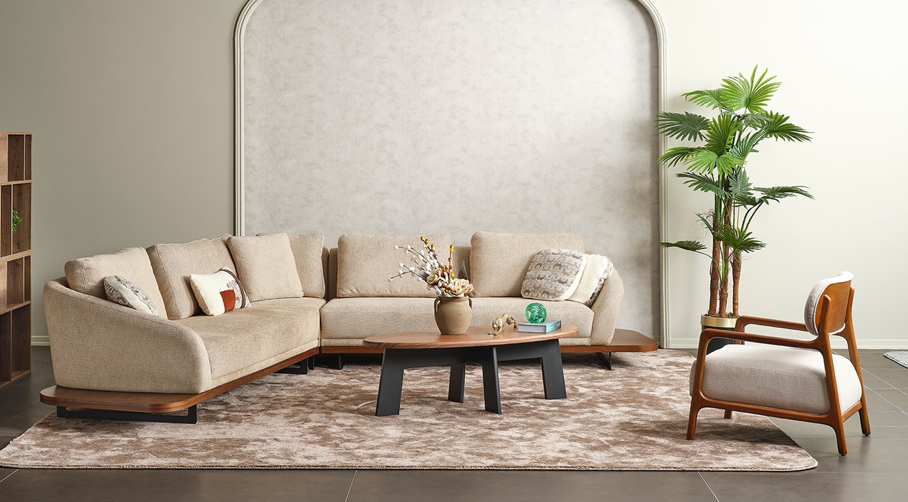 Bono Krem Köşe Koltuk Takımı