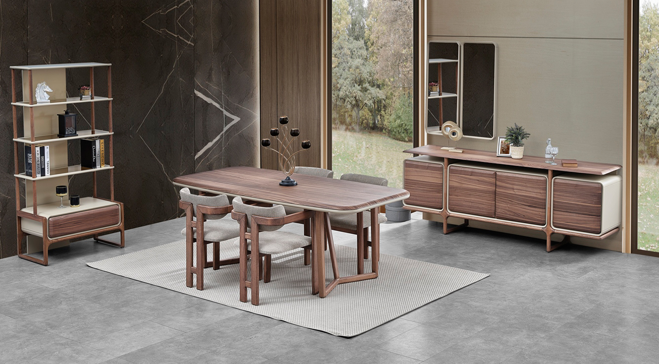 Vega Ceviz Modern Yemek Odası Takımı Yemek Odası