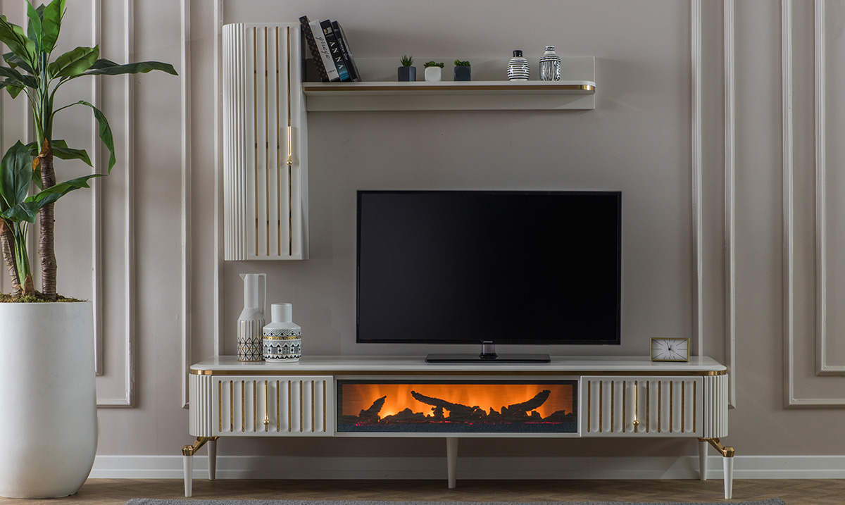 Bianca Aytaşı Şömineli Tv Ünitesi TV Ünitesi