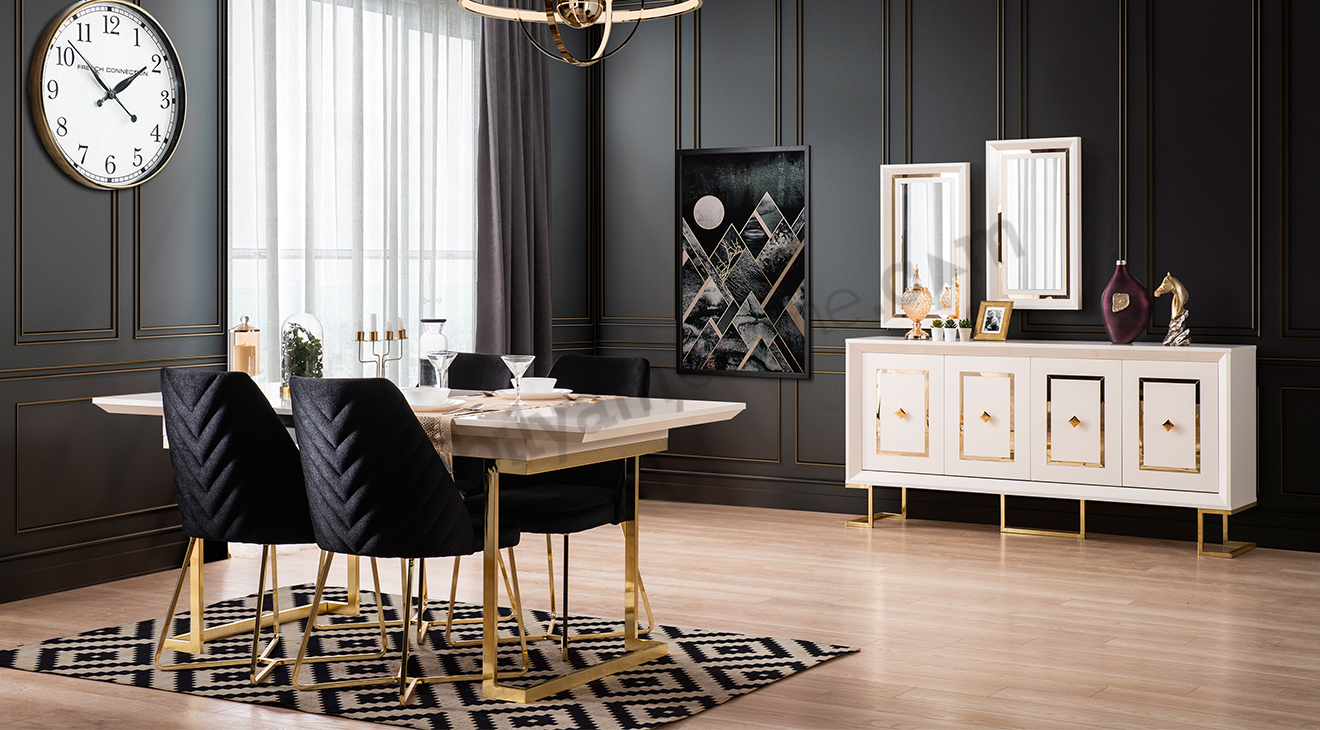 Berrak Gold Metal Ayaklı Yemek Odası Takımı Yemek Odası