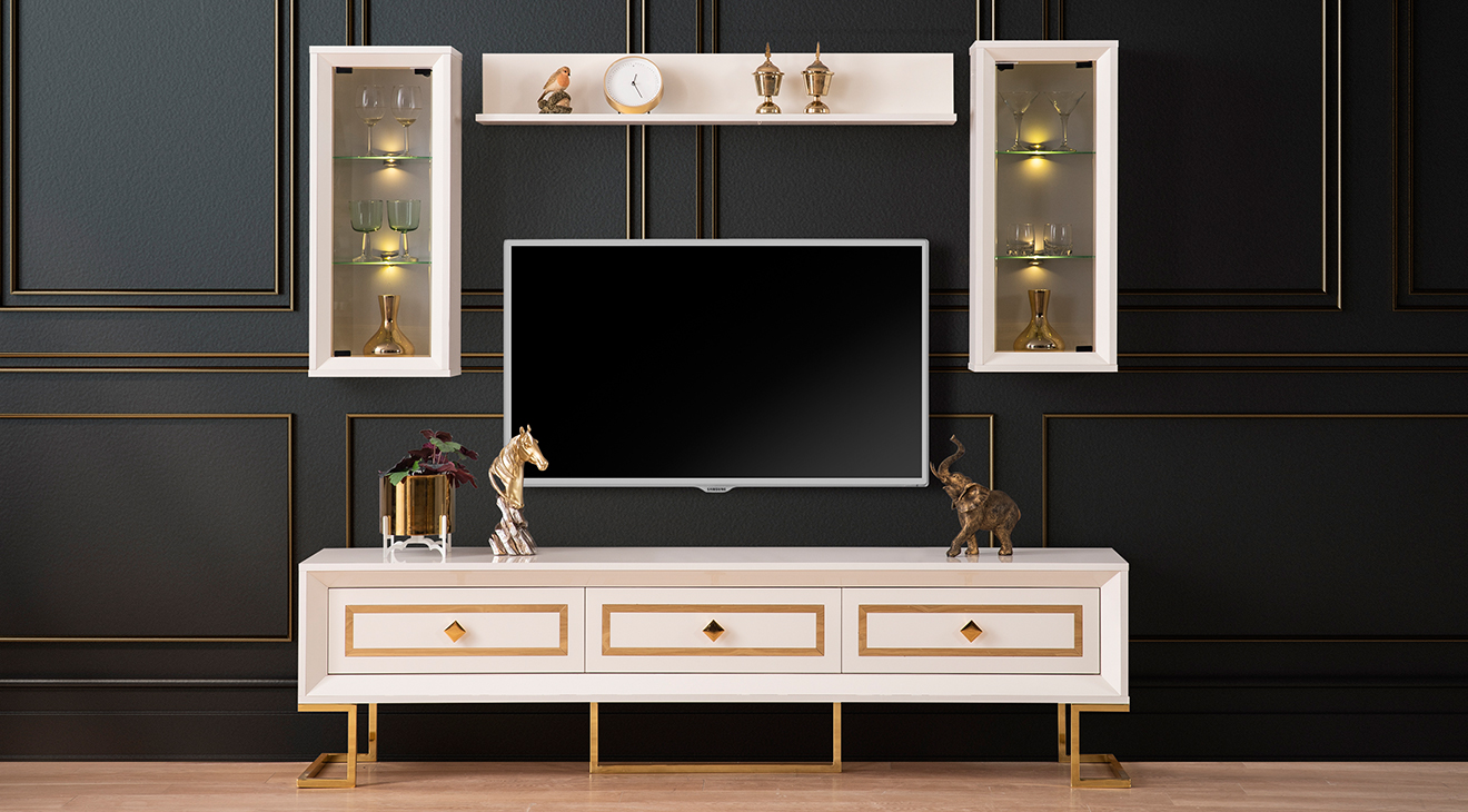 Berrak Metal Ayaklı Tv Ünitesi (Gold) TV Ünitesi