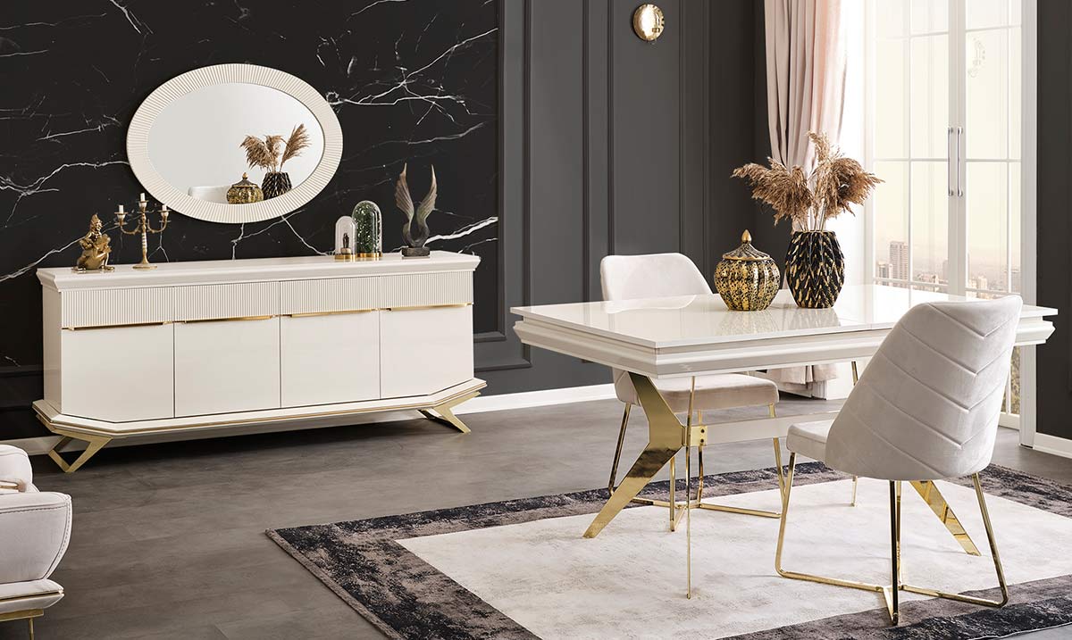 Angel Gold Metal Ayaklı Yemek Odası Takımı Yemek Odası