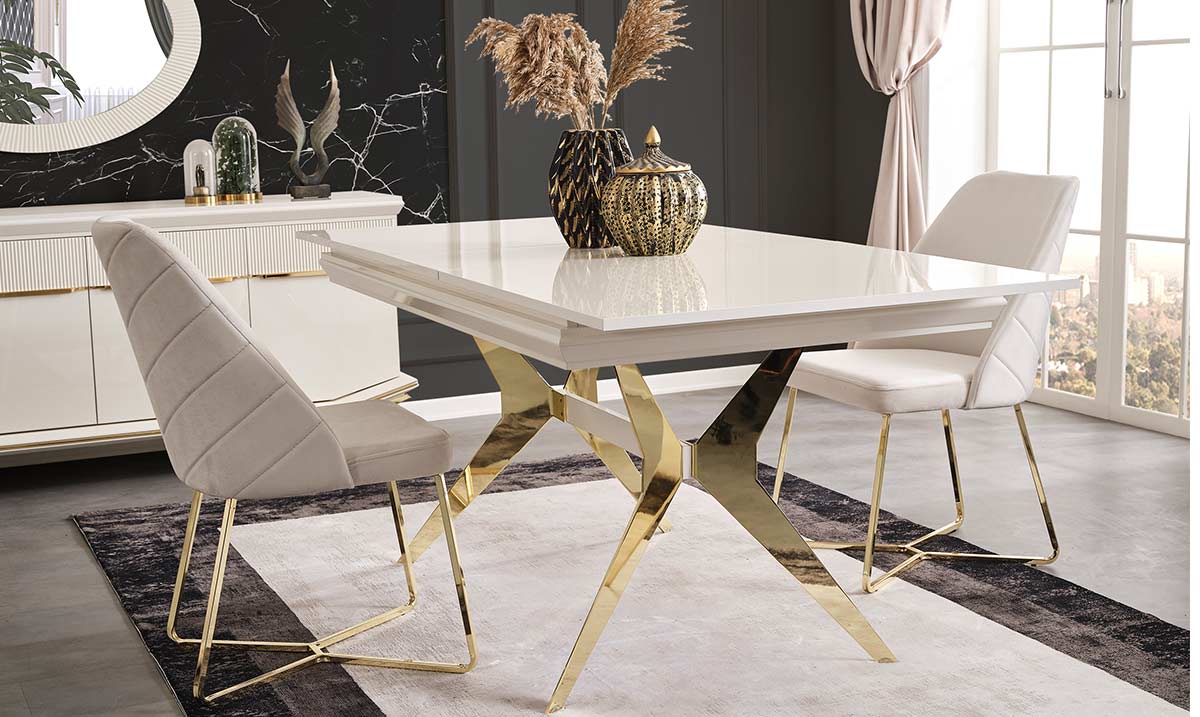 Angel Gold Metal Ayaklı Yemek Masası Masalar