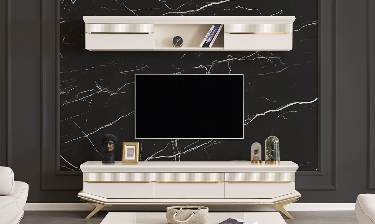 Angel Gold Metal Ayaklı Tv Ünitesi TV Ünitesi