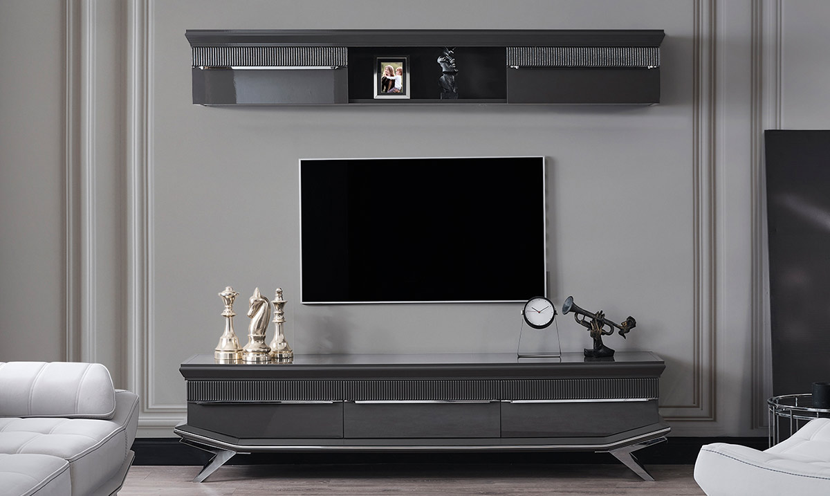 Asya Gümüş Metal Ayaklı TV Ünitesi TV Ünitesi