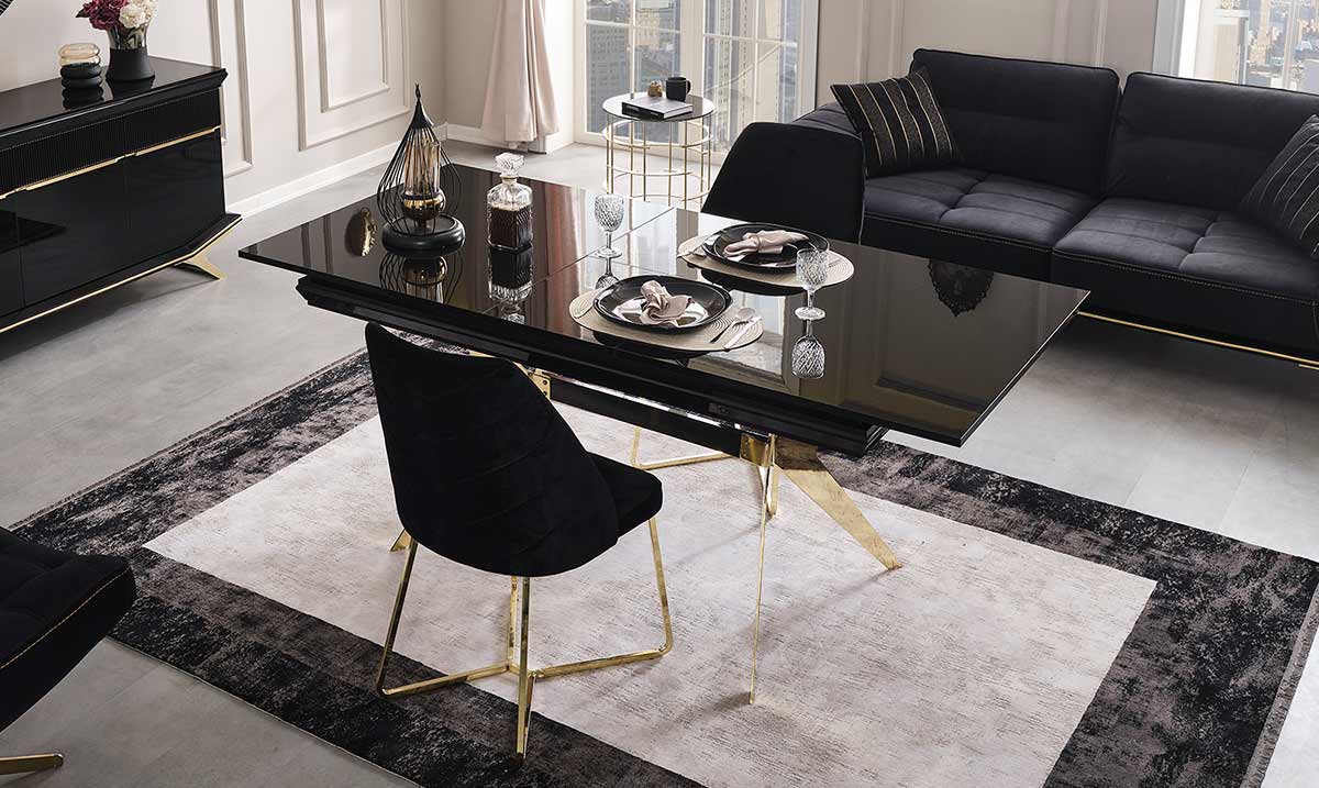 Masarati Gold Metal Ayaklı Yemek Masası Masalar