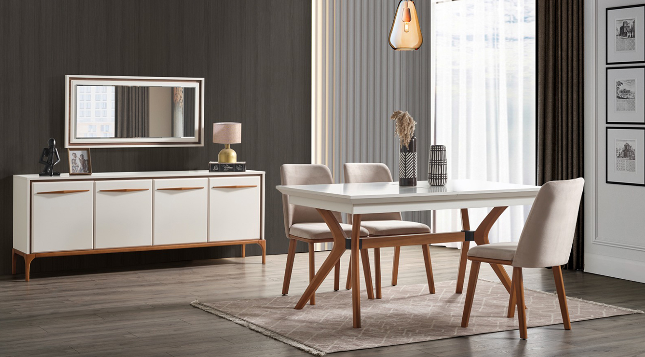 Kumsal Ahşap Ayaklı Yemek Odası Takımı Yemek Odası