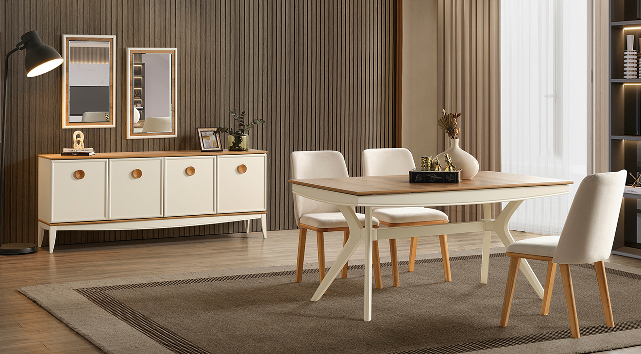 Silva Ahşap Ayaklı Yemek Odası Takımı Yemek Odası