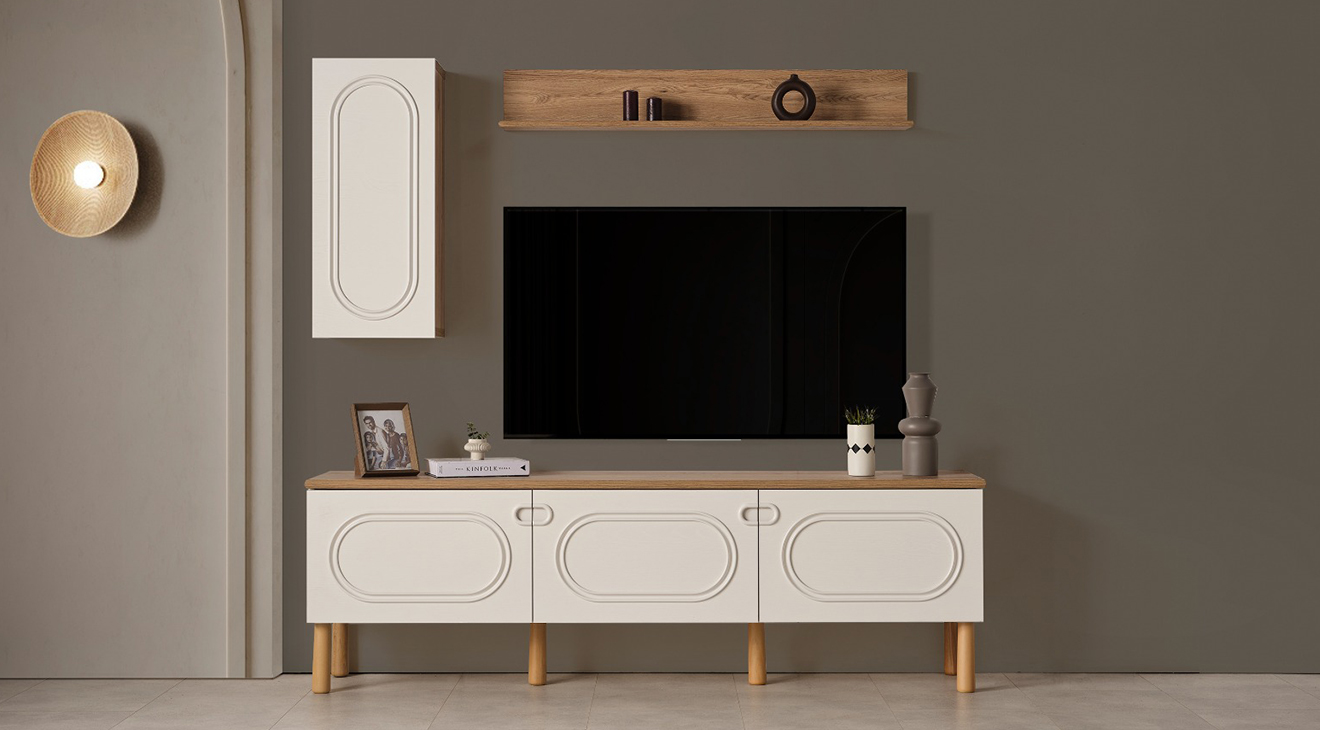 Derin Ahşap Ayaklı Tv Ünitesi TV Ünitesi