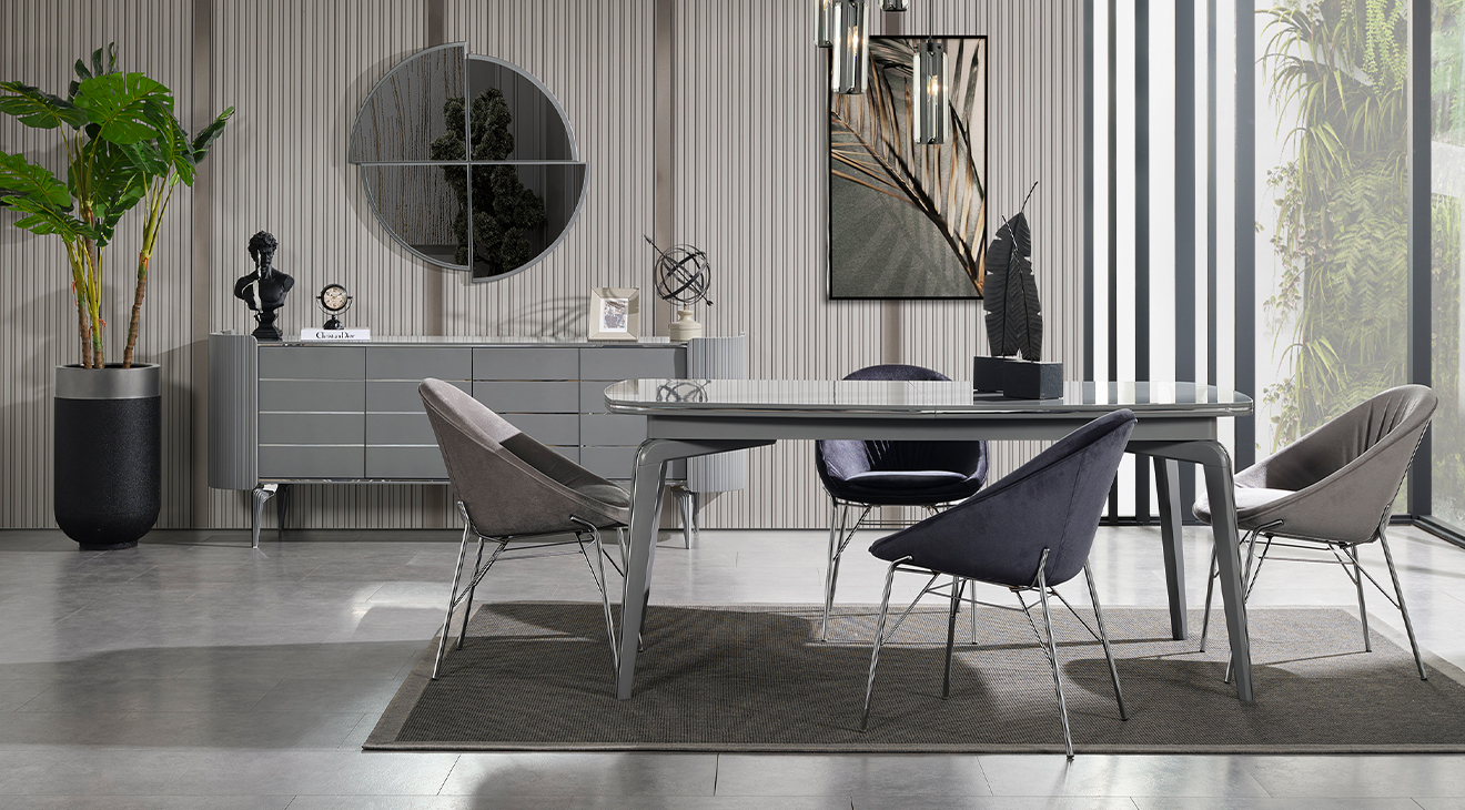 Karya Gri Yemek Odası Takımı Yemek Odası