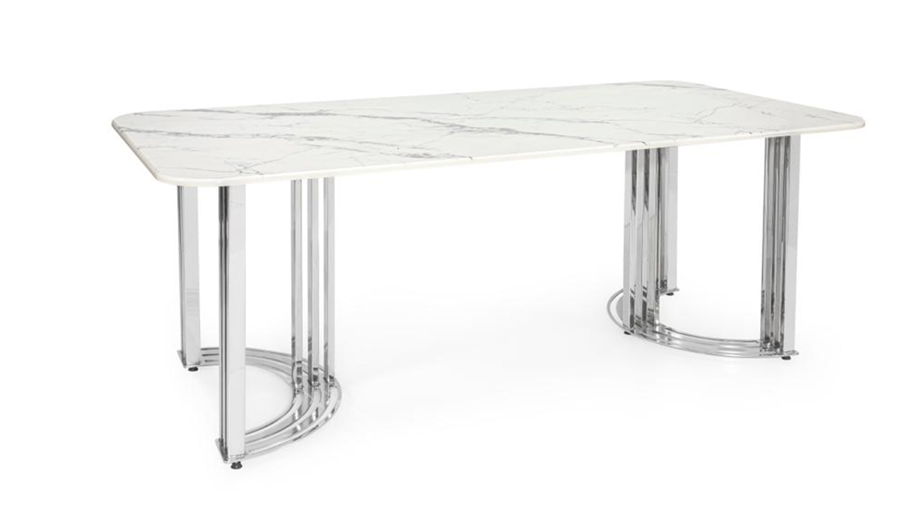 Olivia Gümüş Metal Ayaklı Masa Masa Sandalye