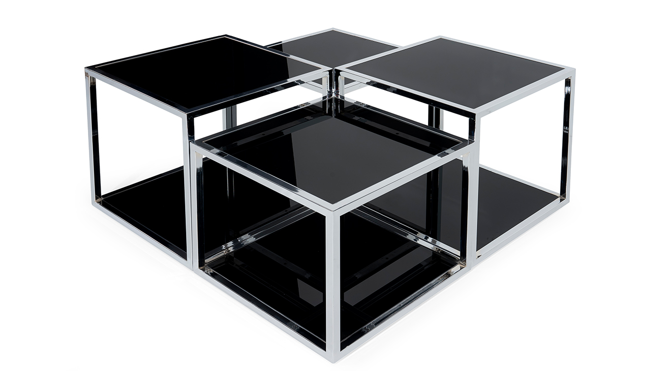 Bulmaca Gümüş Metal Ayaklı Orta Sehpa Orta Sehpa