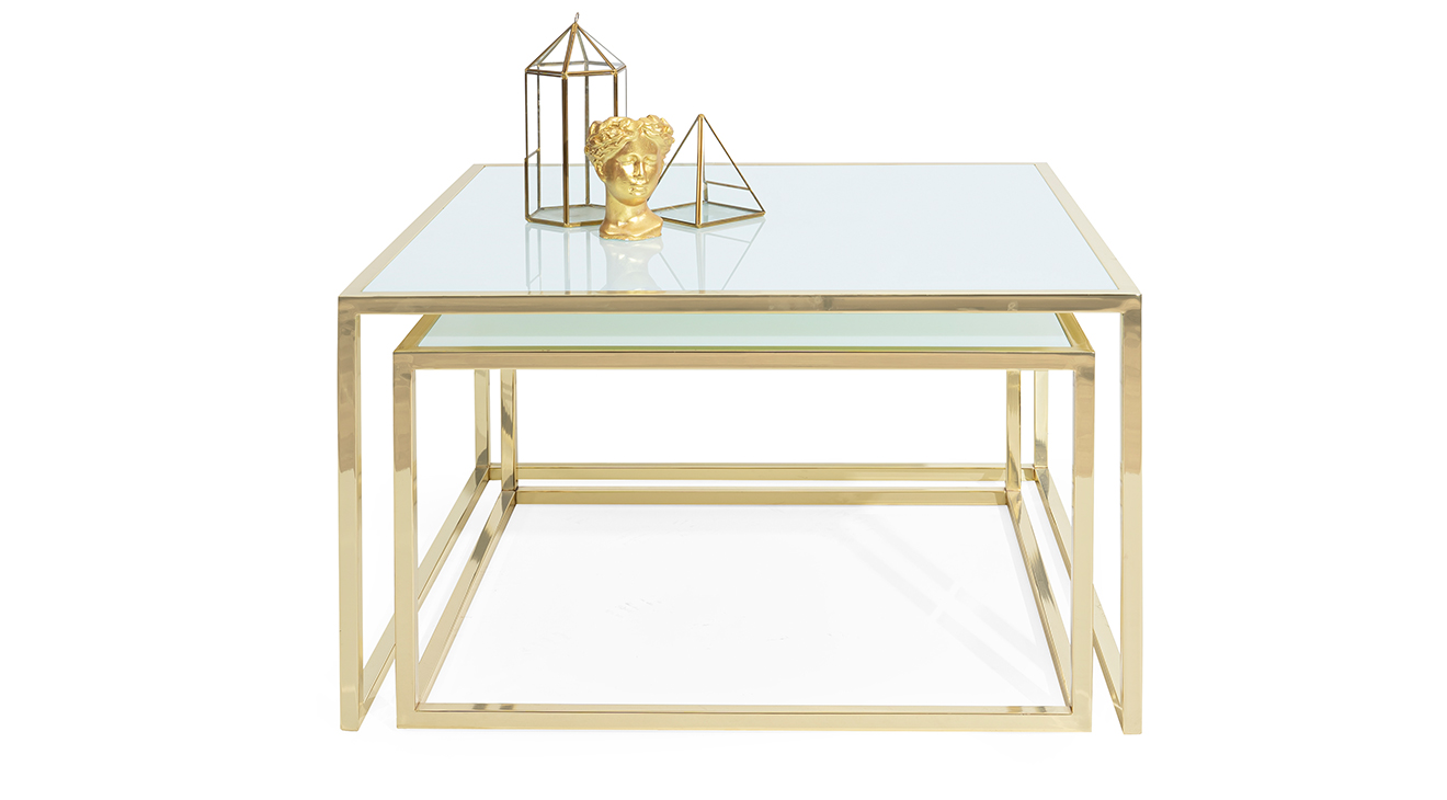 Prada Gold Metal Ayaklı Orta Sehpa Orta Sehpa