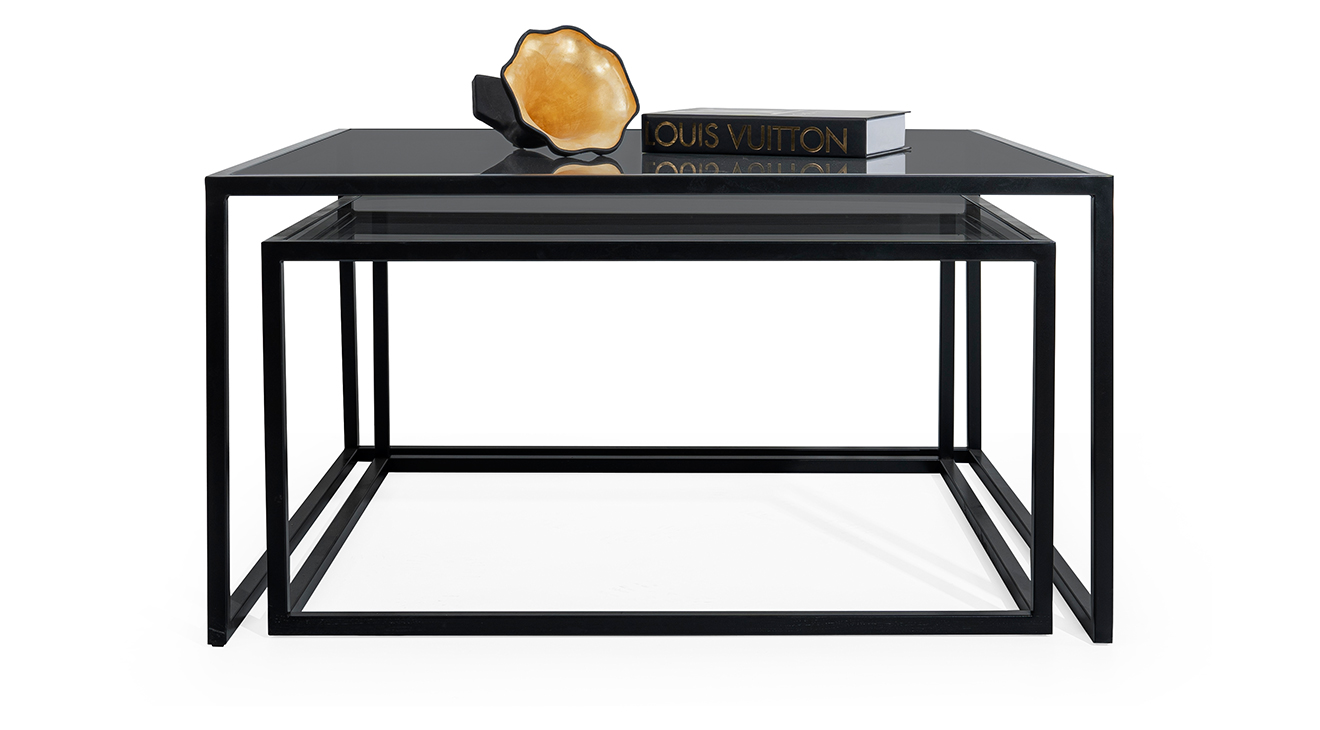 Prada Siyah Metal Ayaklı Orta Sehpa Orta Sehpa