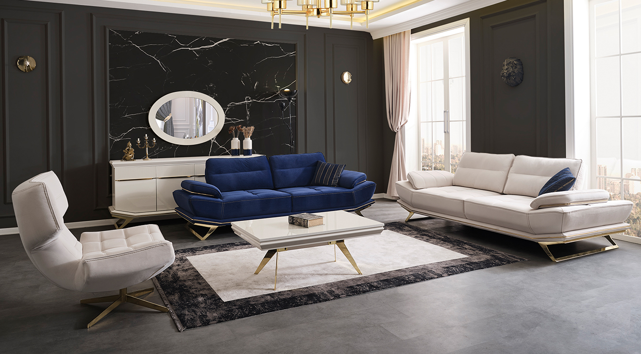 Wow Mavi Yataklı Metal Ayaklı Koltuk Takımı Yataklı Koltuk Takımları