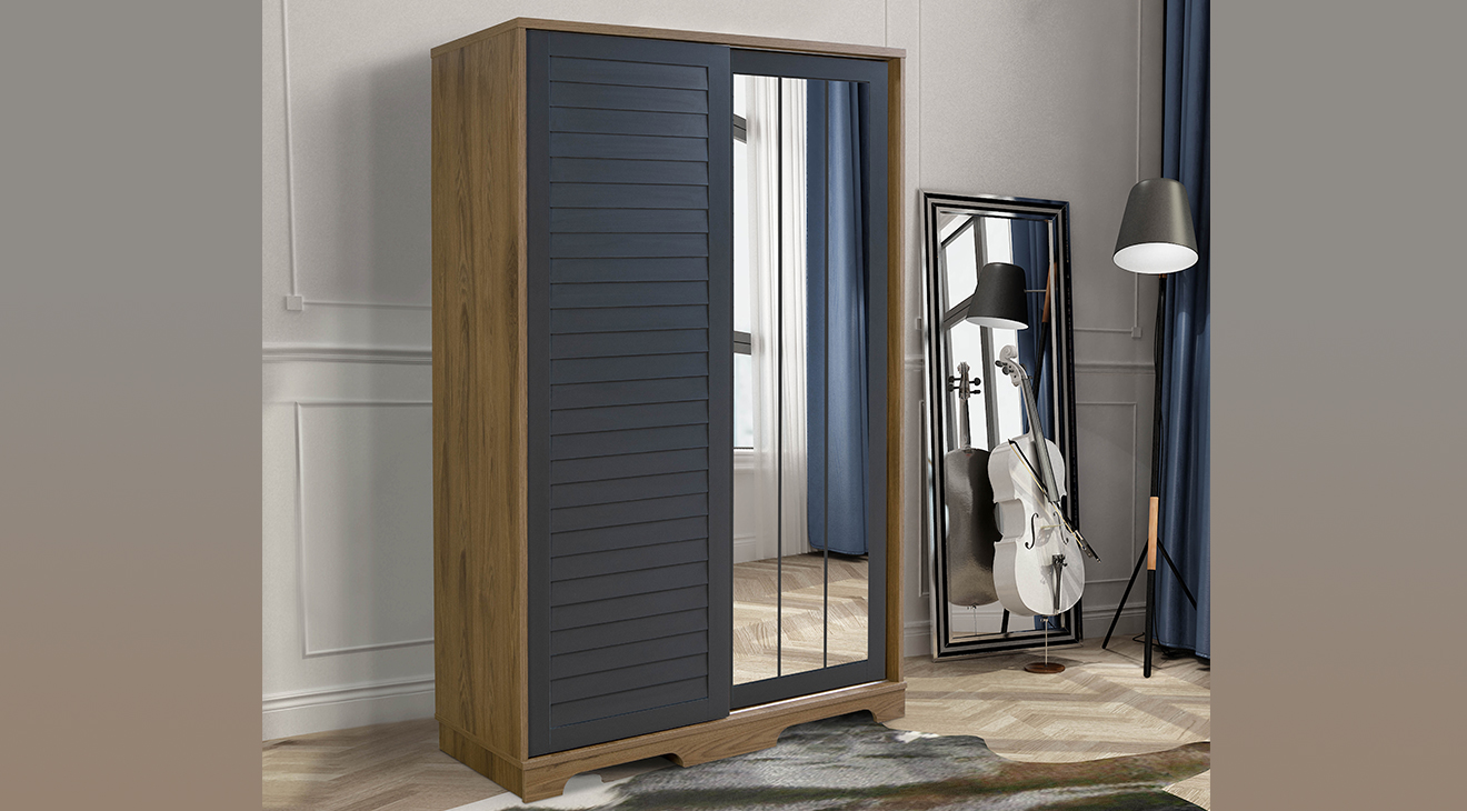 Abelia Ceviz Antrasit Sürgü Kapaklı Dolap Kapaklı Gardırop