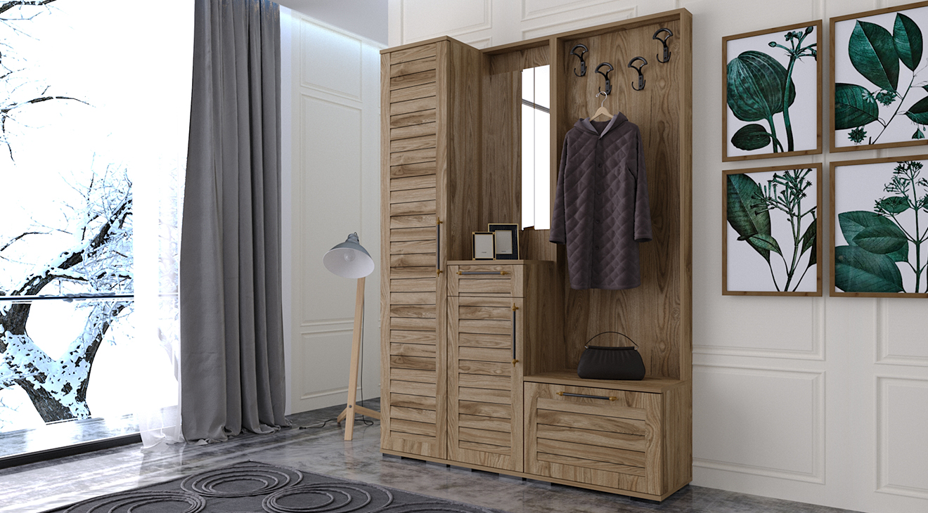 Roma Ceviz Portmanto Vestiyer Portmanto