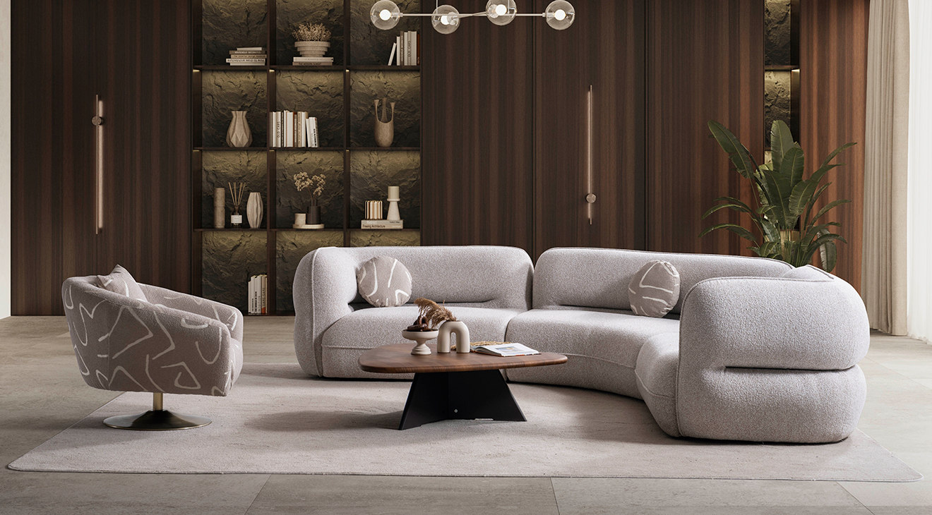 Luna Krem Modern Köşe Koltuk Takımı Modern Köşe Takımları