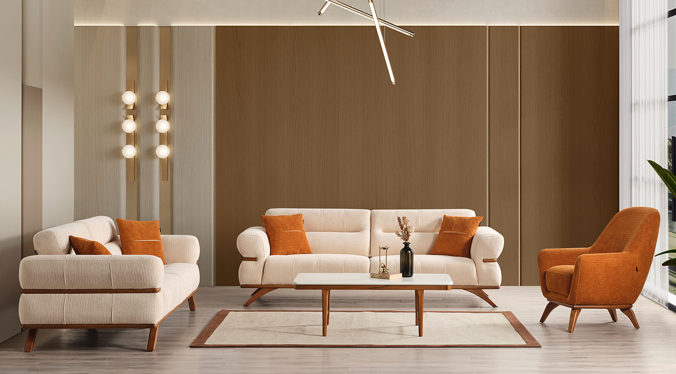 Octavia Yataklı Ahşap Ayaklı Koltuk Takımı Yataklı Koltuk Takımları