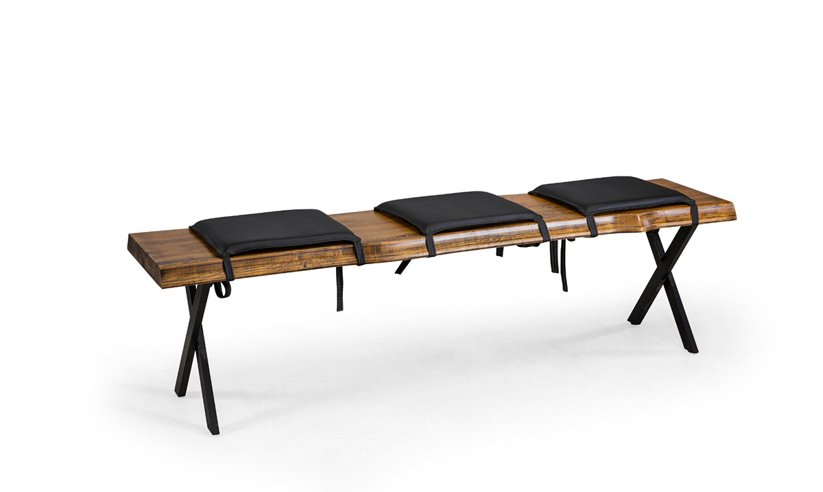 İron Wood Metal Ayaklı Benç Masa Sandalye