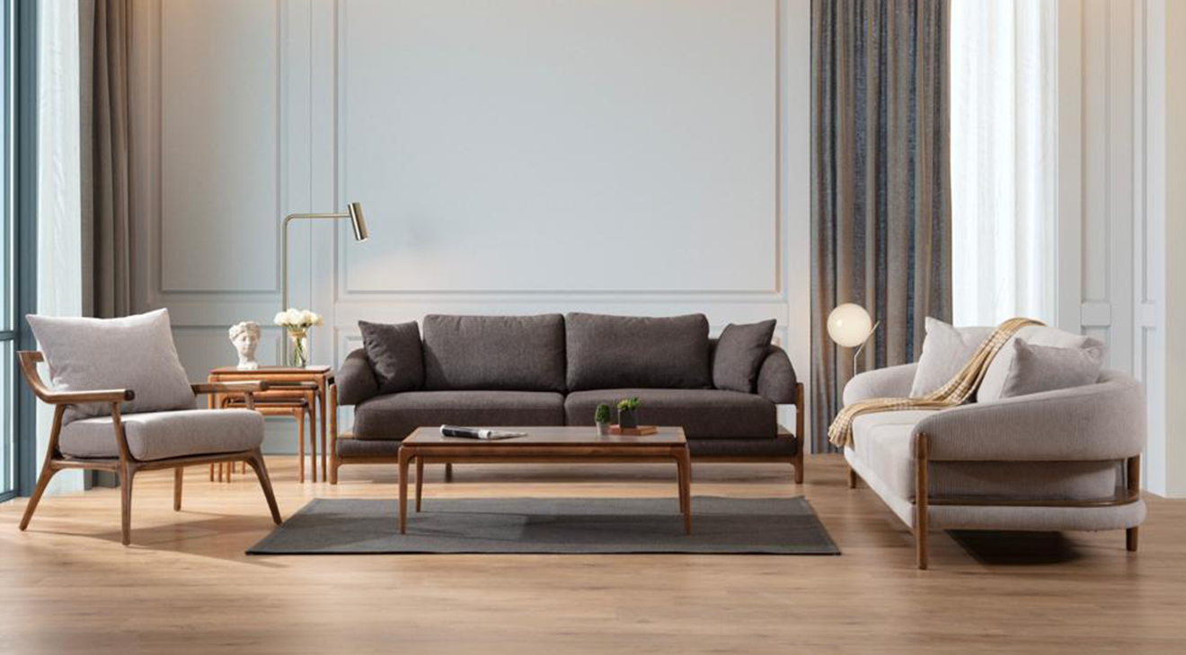 Acara Ahşap Ayaklı Modern Koltuk Takımı 2