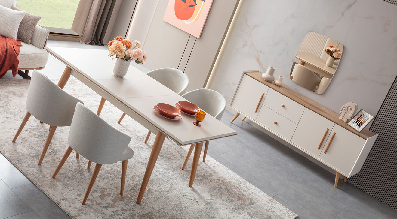 Giza Ahşap Ayaklı Yemek Odası Takımı Yemek Odası