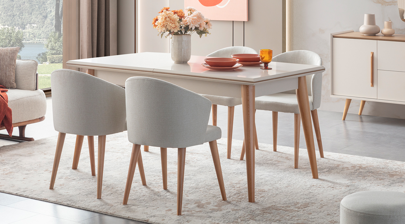 Giza Ahşap Ayaklı Yemek Odası Takımı Yemek Odası